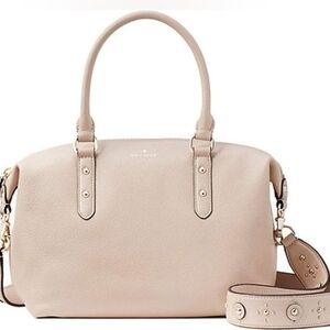Kate Spade Larchmont Avenue Mini Layla Blush Cream Pebbled Leather Studs EUC